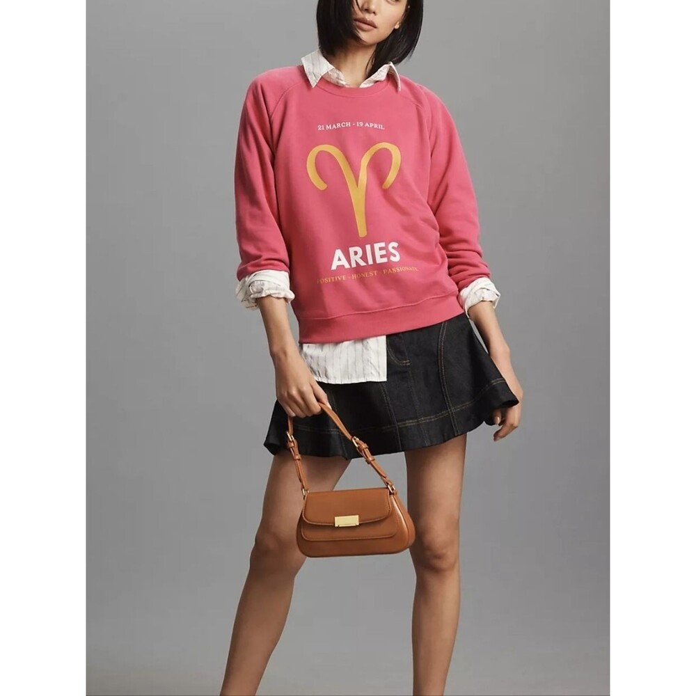 Anthropolgie Catherine O'Sullivan ARIES Hot Pink Sweatshirt, XS